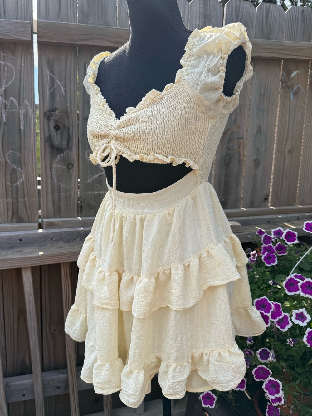 Windsor Cream Smocked Ruffle Two-Piece Set